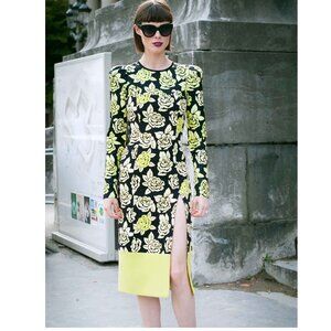 Emanuel Ungaro *NEW* Green Floral Thigh Slit Dress